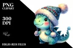 Cute Dinosaur in Winter Clothes, High Detail Product Image 2