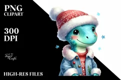 Colorful Winter Dinosaur in Party Clothes Product Image 2