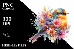 Vibrant Bird with Flowers | Sublimation | Clipart Product Image 3
