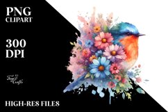 Vibrant Bird with Flowers | Sublimation | Clipart Product Image 3