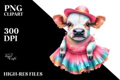 Colorful Baby Cow in Mambo Dancer&#039;s Dress, Transparent PNG Product Image 3