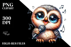 Energetic Baby Owl PNG Product Image 2