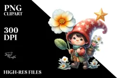 Gnome with Primrose Star PNG Product Image 2