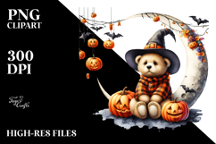 Bear on Half Moon for Halloween PNG Product Image 2