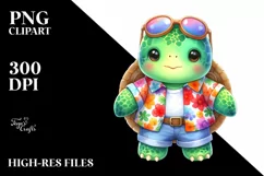 Colorful Baby Turtle | Summer Outfit Clipart Product Image 1