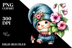 Cute Baby Gnome with Impatiens PNG Product Image 2