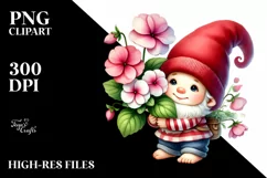 Cute Baby Gnome with Impatiens PNG Product Image 2