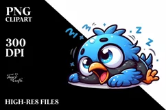Colorful Sleeping Baby Blackbird Clipart Product Image 1