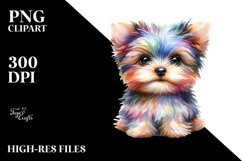 Watercolor Cute Colorful Yorkipoo Clipart Product Image 1