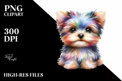 Watercolor Cute Colorful Yorkipoo Clipart Product Image 1