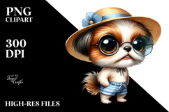 Expressive Baby Dog with Sun Hat | Clipart Product Image 2