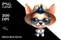 Expressive Baby Dog with Sun Hat | Clipart Product Image 2