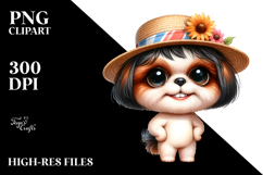 Expressive Baby Dog with Sun Hat | Clipart Product Image 2
