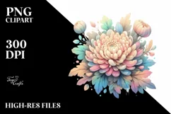 Pastel Wooden Stained Chrysanthemum PNG Product Image 3