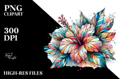 Abstract Colorful Hibiscus Diamond PNG Product Image 2