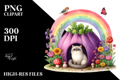 Colorful Nature Rainbow Cat,Mushroom | Watercolor Product Image 2