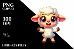 Colorful Enthusiastic Baby Lamb Clipart Product Image 1