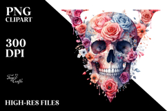 Colorful Skull with Spring Flowers, PNG Product Image 2