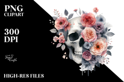 Colorful Skull with Spring Flowers, PNG Product Image 2