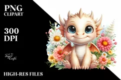 Cute Dragon Smiling in Flowers | Clipart Product Image 3