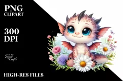 Cute Dragon Smiling in Flowers | Clipart Product Image 3