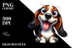 Enthusiastic Crazy Basset Hound | Sublimation Clipart Product Image 1