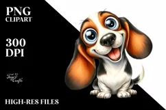 Enthusiastic Crazy Basset Hound | Sublimation Clipart Product Image 3