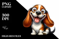 Enthusiastic Crazy Basset Hound | Sublimation Clipart Product Image 1