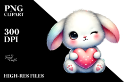 Pastel Rabbit Winking Heart PNG Product Image 2
