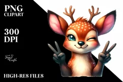 a Vibrant Deer Portrait with Victory Sign | Clipart Product Image 3