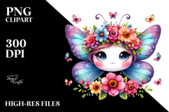 Cute Watercolor Butterfly with Flower Crown Product Image 2