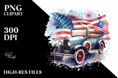 Vintage Car USA Flag Confetti | Sublimation Clipart Product Image 3