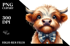 Funny Highland Cow with Bow and Tie, PNG Product Image 2