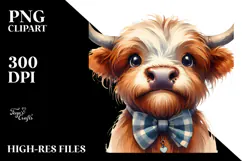 Funny Highland Cow with Bow and Tie, PNG Product Image 2