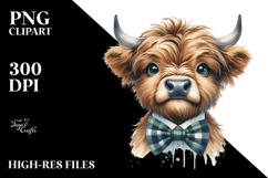 Funny Highland Cow with Bow and Tie, PNG Product Image 2