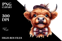Funny Highland Cow with Bow and Tie, PNG Product Image 2