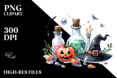 Watercolor Magic Potion Halloween Clipart, Transparent PNG Product Image 2