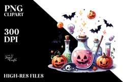 Watercolor Magic Potion Halloween Clipart, Transparent PNG Product Image 2