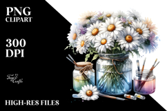 Colorful Jar Daisy | Watercolor Product Image 2