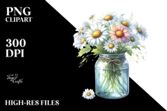 Colorful Jar Daisy | Watercolor Product Image 2