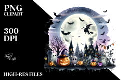 Watercolor Full Moon Halloween Clipart, Transparent PNG Product Image 2