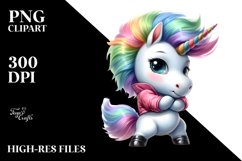 Cute Baby Unicorn in Watercolor Pastel | Clipart Product Image 1