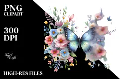 Colorful Butterfly with Splashes, PNG Product Image 2