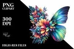 Abstract Butterfly made of Flowers, PNG Product Image 3