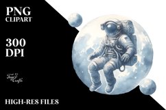 Vintage Astronaut Girl | Washed Watercolor Clipart Product Image 3