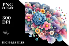 Colorful Flower with Splashes, PNG Product Image 2
