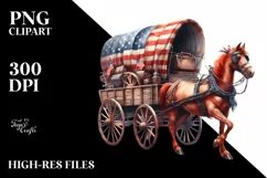 Vintage Rusty Horse Wagon USA Flag Watercolor Product Image 3