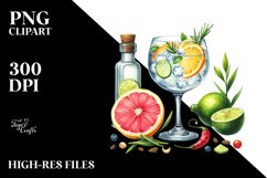 Watercolor Gin and Tonic | Clipart Product Image 1