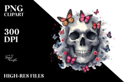 Colorful Cute Skull with Splashes, PNG Product Image 2