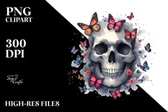 Grunge Butterfly Skull, Transparent PNG Product Image 2